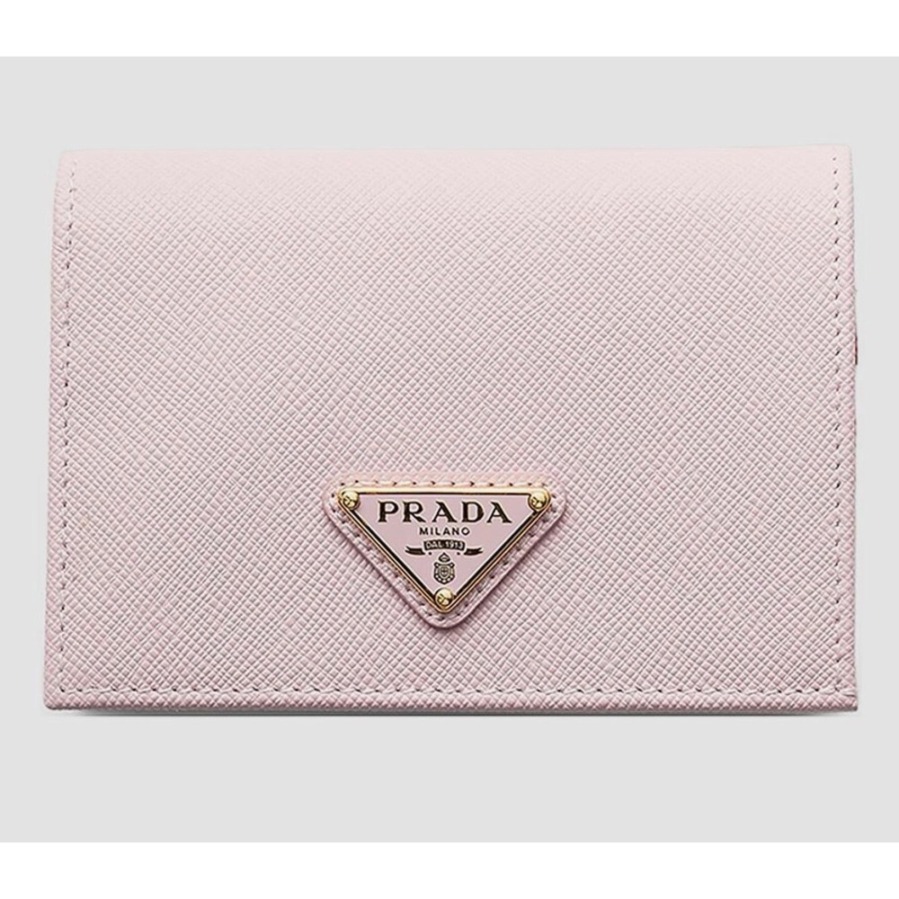 Prada Pink Saffiano Leather Wallet Red Bocche Lip Print NWT + Box + Reg
